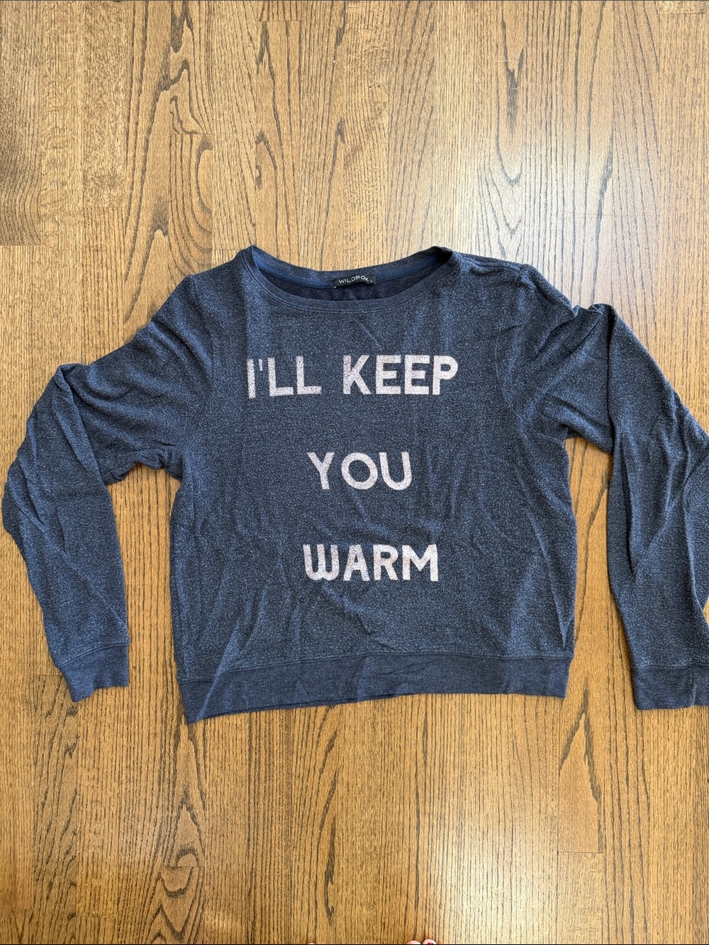 Wildfox Navy Blue 'I'll Keep You Warm' Pullover Sweatshirt